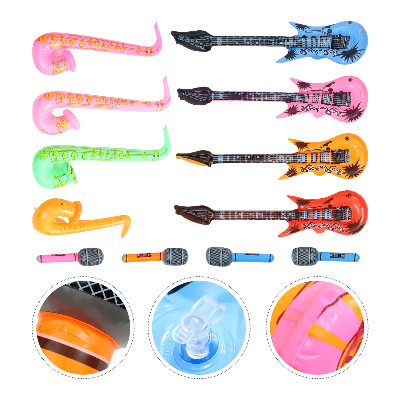 Musical Instrument That You Blow Into - ของเล่นดนตรีเป่าลม 12 ชิ้น เครื่องดนตรีเป่าลม ไมโครโฟน ของเล่นกลอง