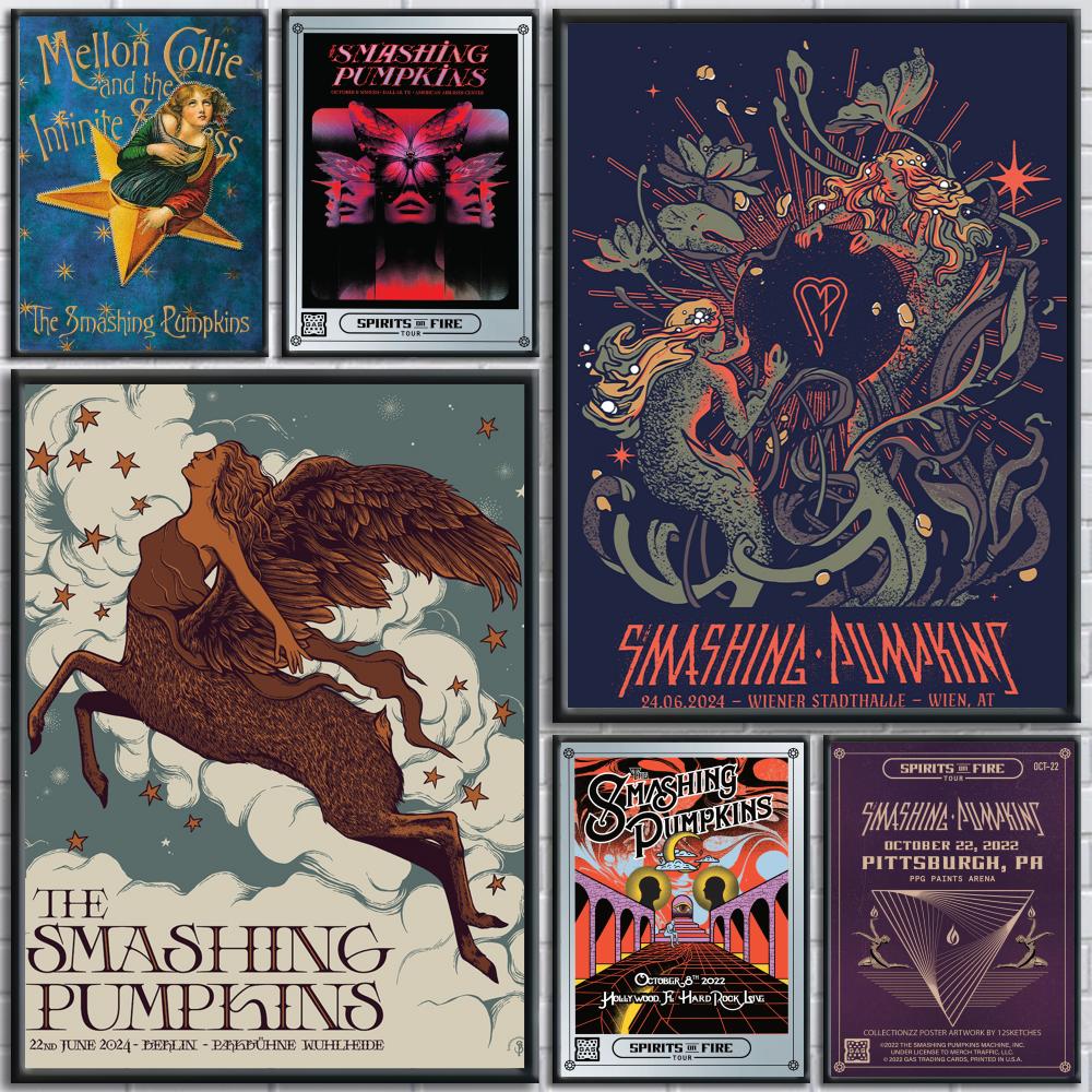 Musical Instrument Poster - วงดนตรีร็อคเดอะ เอส-สแมชชิ่ง พัมพ์กินส์โปสเตอร์สติ๊กเกอร์ติดผนังแบบถอดได้สำหรับห้องนั่งเล่น - โปสเตอร์ศิลปะตกแต่งบ้านสติ๊กเกอร์
