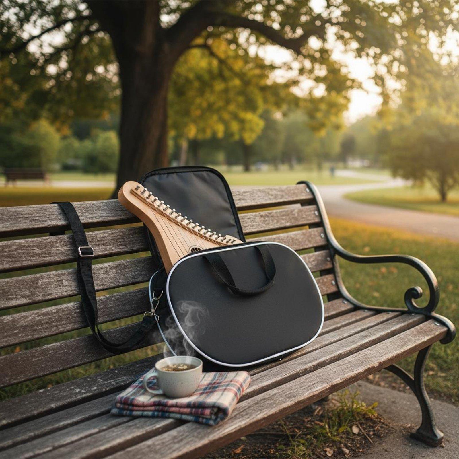 Musical Instrument Harp - กระเป๋าใส่พิณไลร์แบบสายปรับได้ บุผ้านุ่ม สำหรับพิณไลร์ขนาดเล็ก อุปกรณ์เสริมเครื่องดนตรี