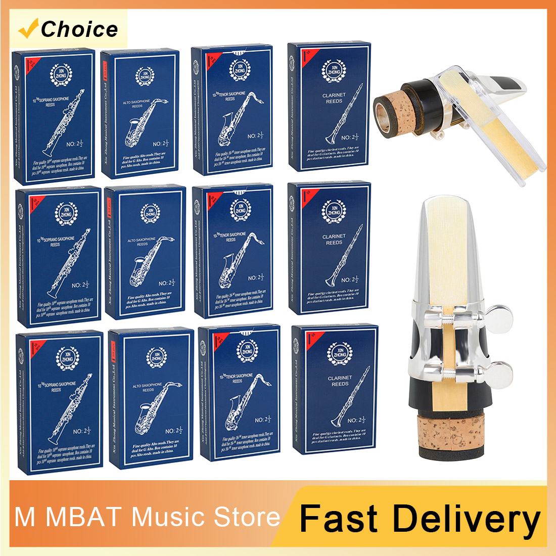 Musical Instrument Reed - 10/20 ชุด 2.5 รีดแซ็กโซโฟนโซปราโน/อัลโต/เทเนอร์/คลาริเน็ต คีย์ B