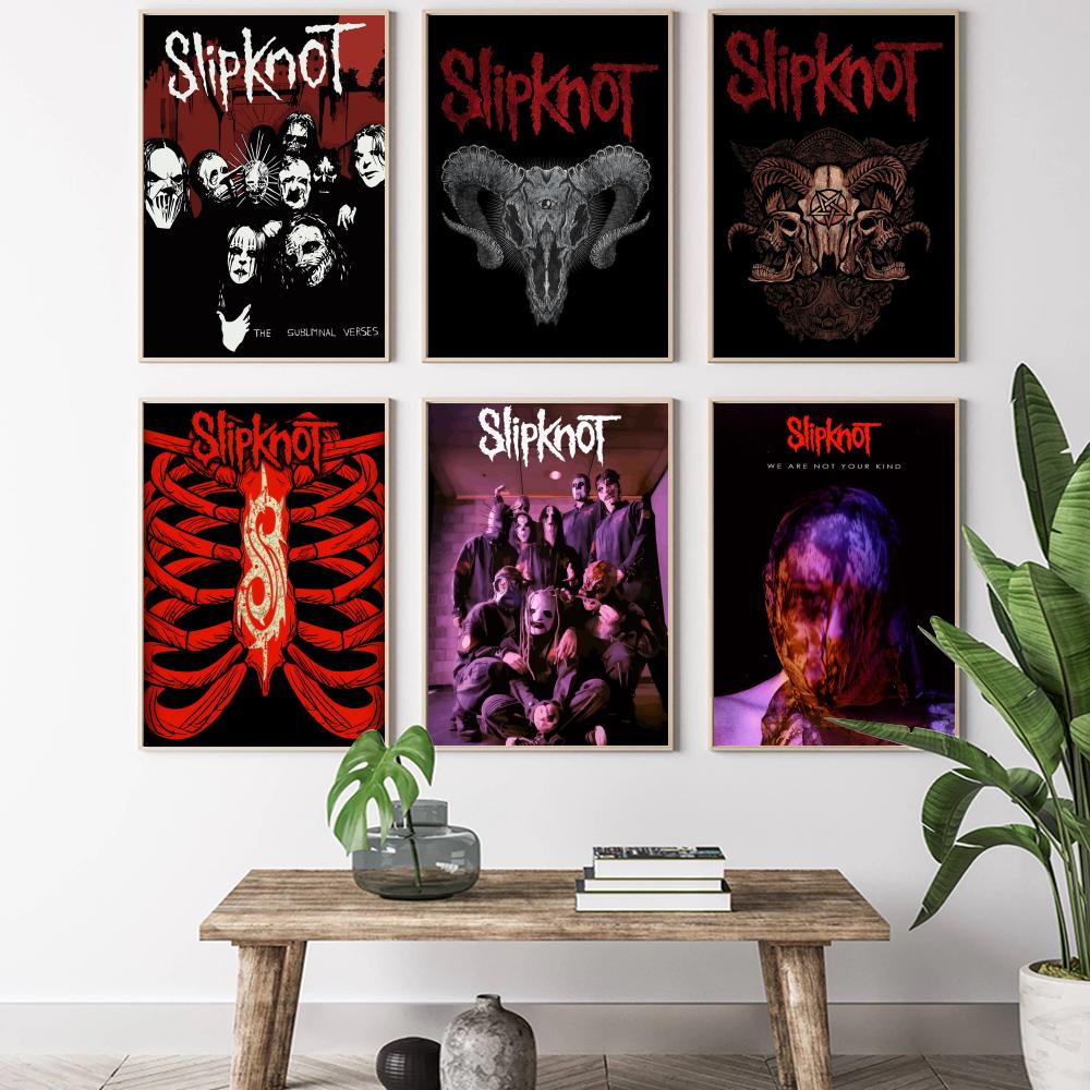 Musical Instrument Poster - เฮฟวีเมทัลร็อค S-SlipknotES แบนด์โปสเตอร์ HD อาร์ต สติ๊กเกอร์ติดผนัง