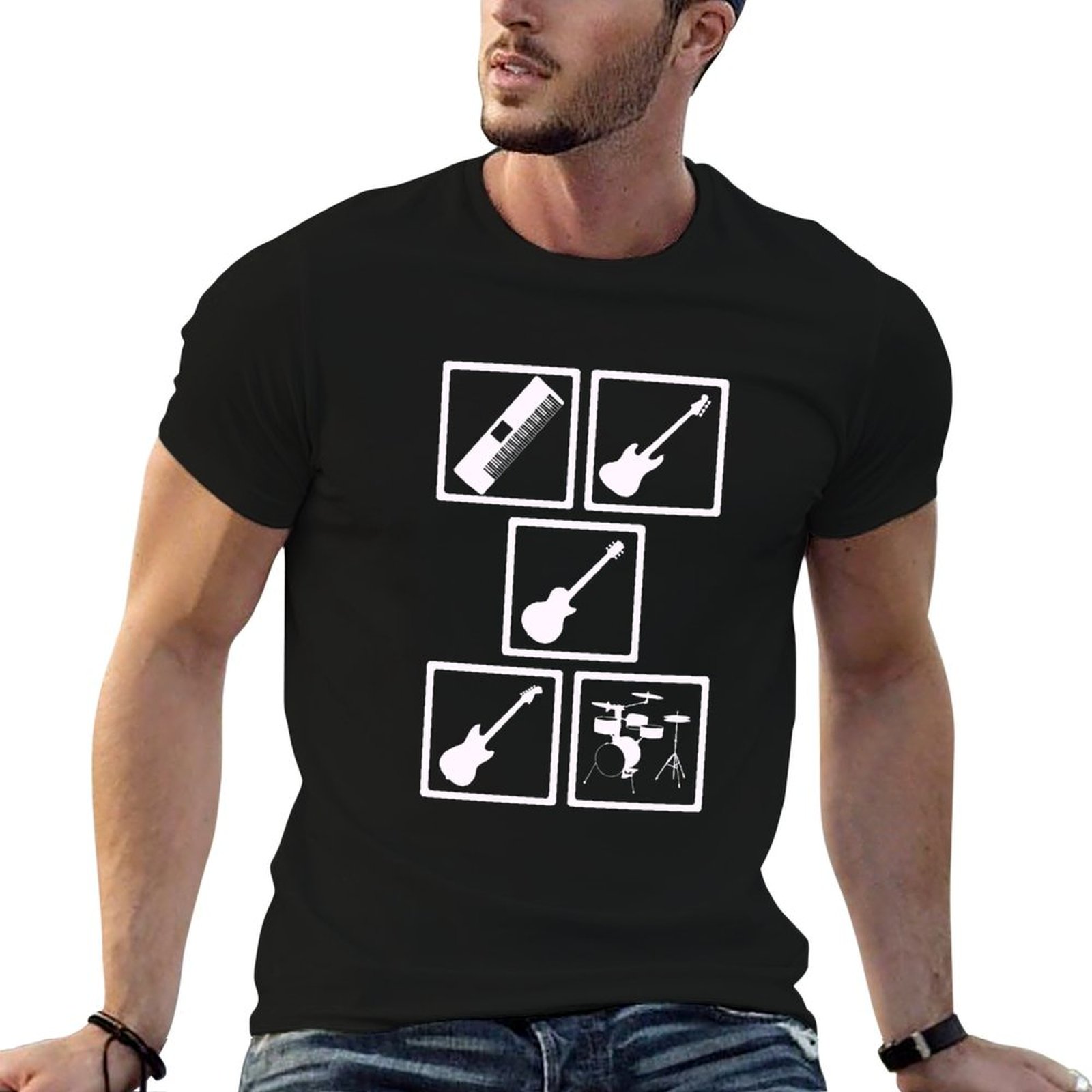 Musical Instrument Brands - เสื้อเครื่องดนตรี เสื้อยืด อนิเมะ เสื้อยืดสำหรับผู้ชาย เสื้อยืดตลก เสื้อยืดผ้าฝ้าย