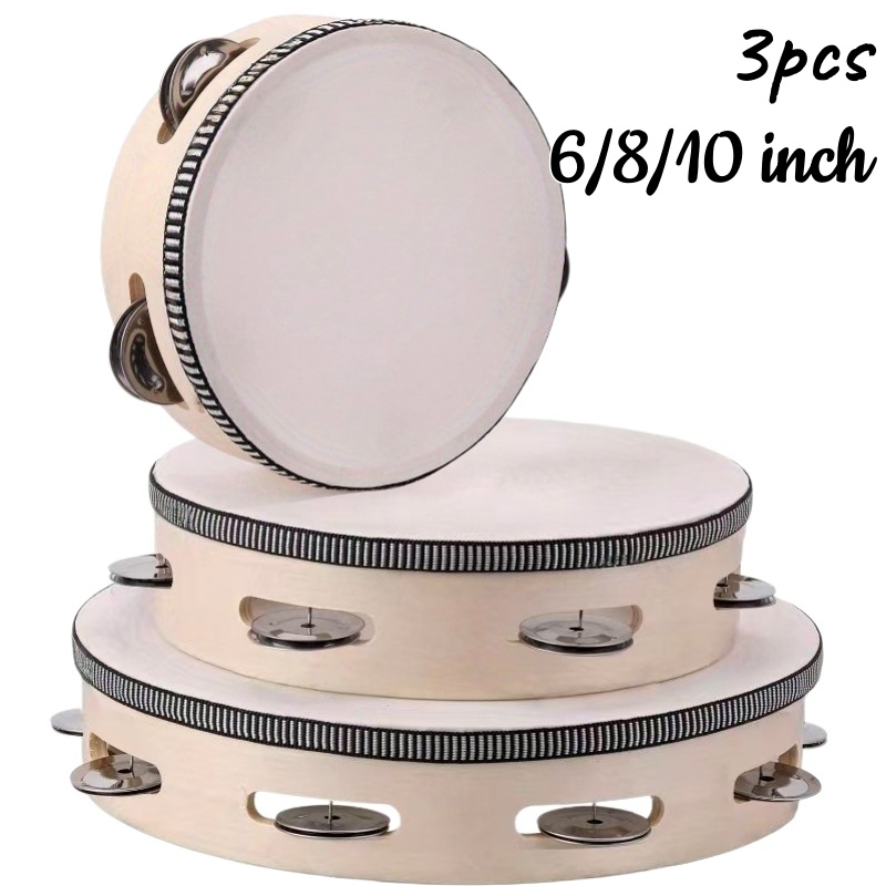 Musical Instrument Chimes - แทมบูรีนไม้ 1/3 ชิ้น ขนาด 6/8/10 นิ้ว