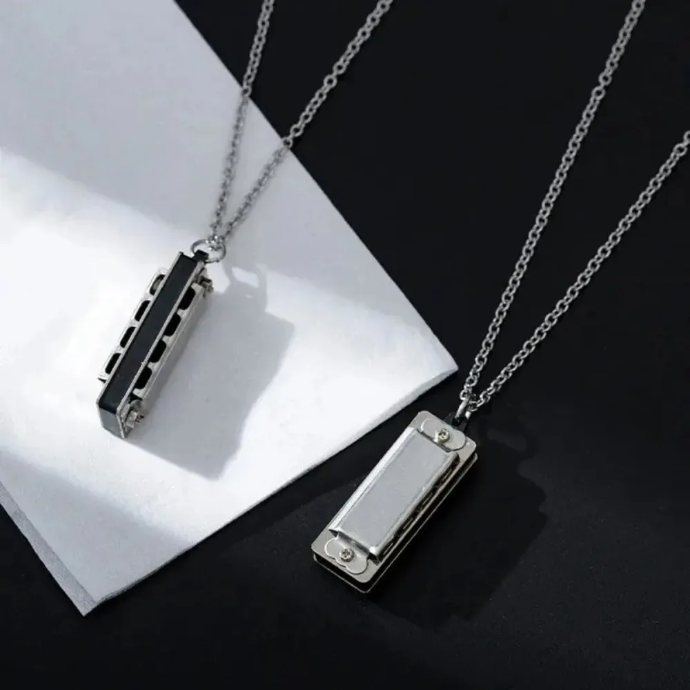Musical Instrument That You Blow Into - Mini Harmonica สร้อยคอผู้ชายและผู้หญิง Niche Design Sense