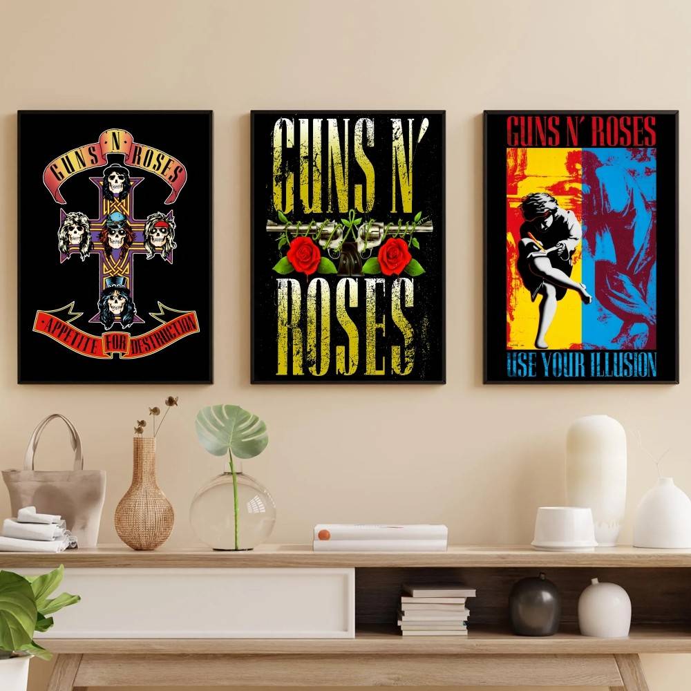 Musical Instrument Poster - G-Guns Rock Band N R-Roses โปสเตอร์สติกเกอร์กระดาษกันน้ำแบบมีกาวในตัว