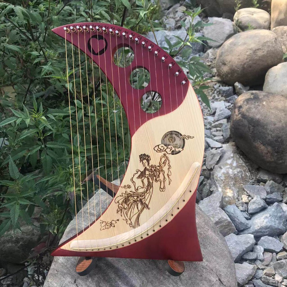 พิณฮาร์ปไม้เนื้อแข็งวินเทจ 19/ - Musical Instrument Harp บทวิจารณ์และราคา