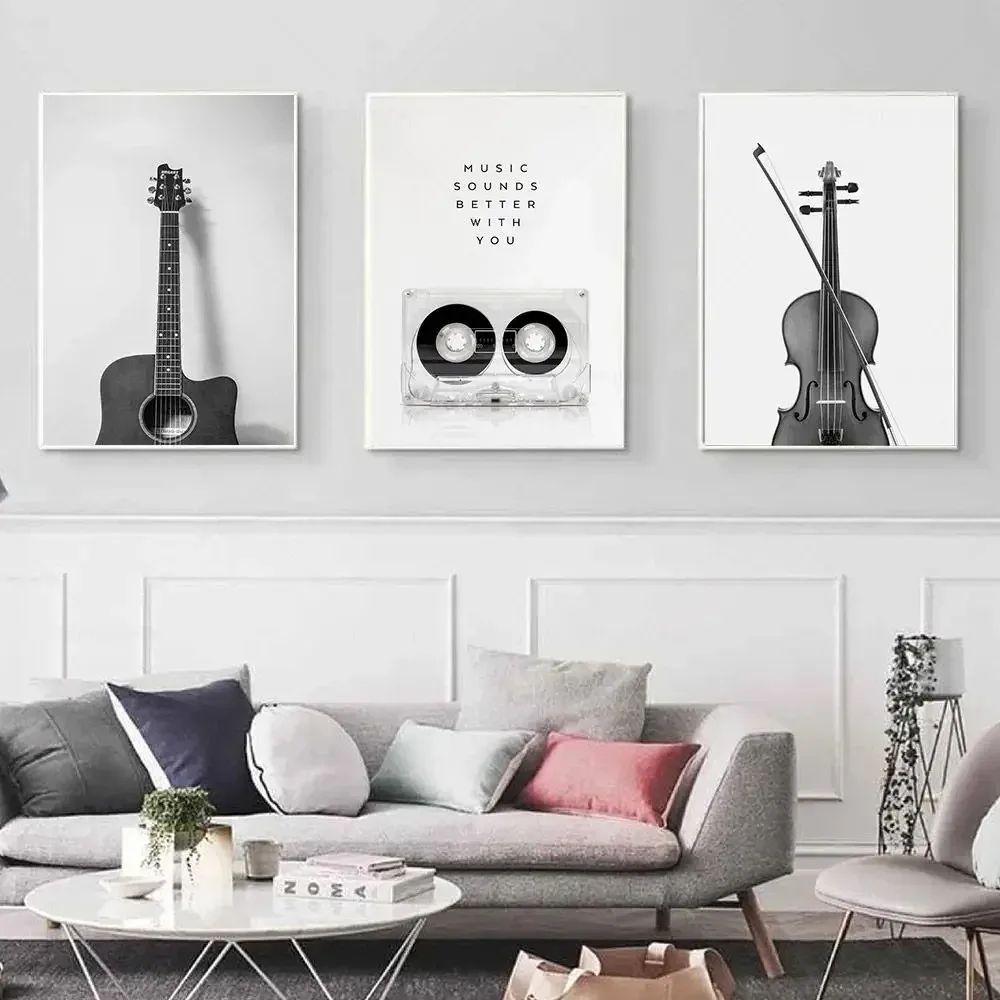 ศิลปะบนผนังโมเดิร์นเรียบง่ายผ้ - Musical Instrument Poster บทวิจารณ์และราคา