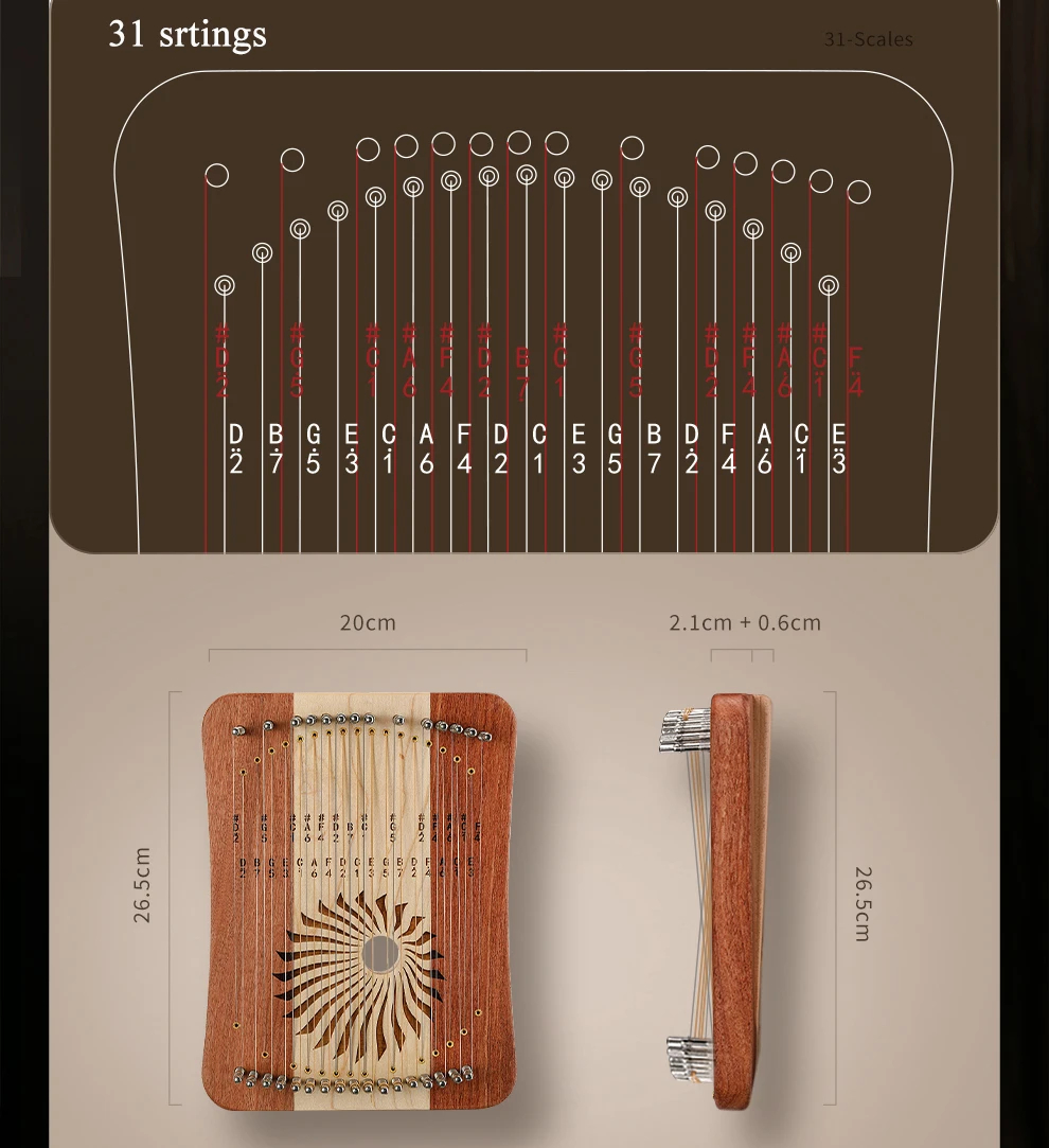 ฮาร์ปนิ้วมือ Hluru Lyre 31 สาย - Musical Instrument Harp บทวิจารณ์และราคา